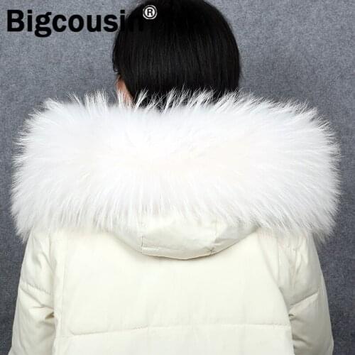 Natural Raccoon Fur Collar For Women Men 100% Real High Quality Fur Scarf Jackets Sweater Hood Coat Scarves Super Big Warm CG21