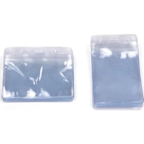 XRHYY 20 pcs Clear PVC Business ID Badge Card Holder Case with Slot & Chain Holes (10 Horizontal#10 Vertical)
