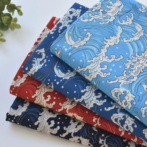 Japan vintage Retro style sea wave cotton pattern handwork fabric Childrens clothing shirt cloth for DIY Bag 1 order=50cm*110cm