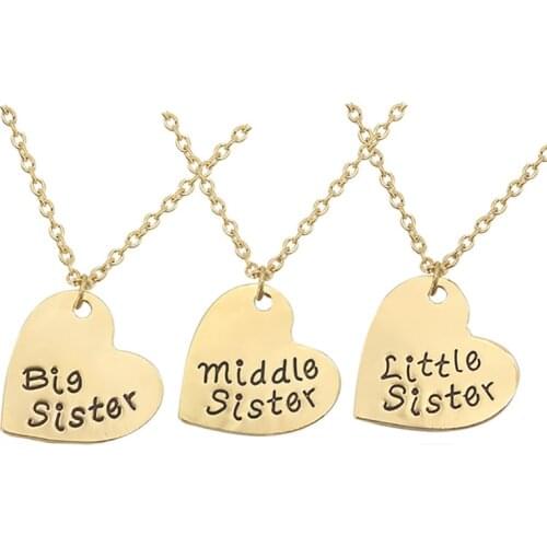 3 Piece Best Friends Necklace for women Golden Big, Medium and Small Sister Pendant Necklace Family BFF Jewelry