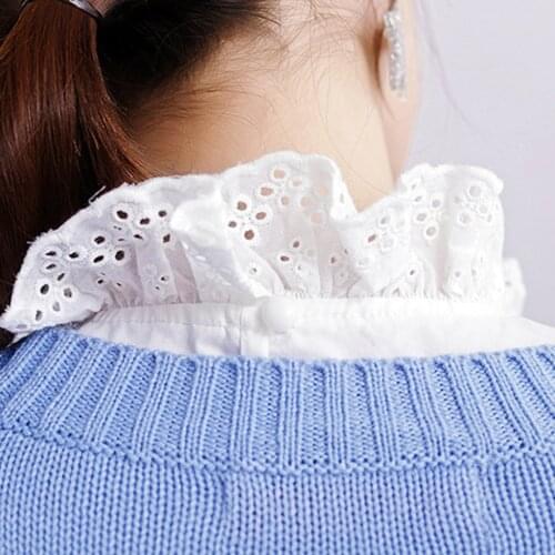 Women Detachable Ruffle Hollow Flower Shirt Fake Collar False Blouse Choker