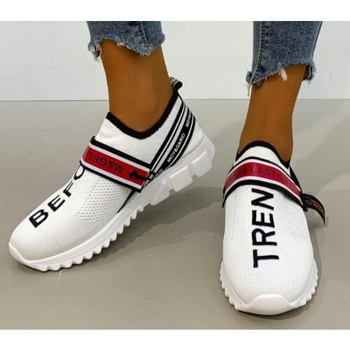 Women Sneakers Unisex Slip On Sock Shoes Wedges Chunky Thick Sole Vulcanized Shoes Woman Zapatos De Mujer