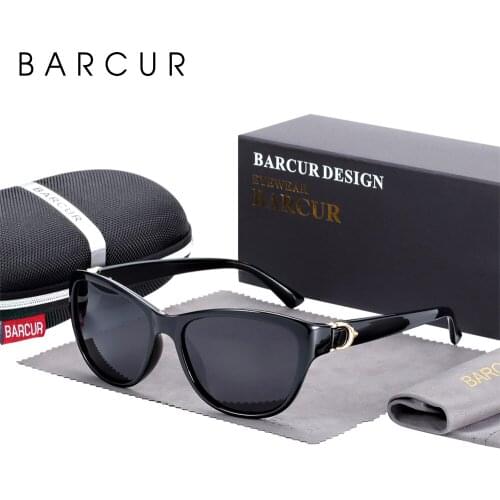 BARCUR Quality TR90 Women Sunglasses Polarized Cat eye Sun glasses Gradient UV400 lunette de soleil femme