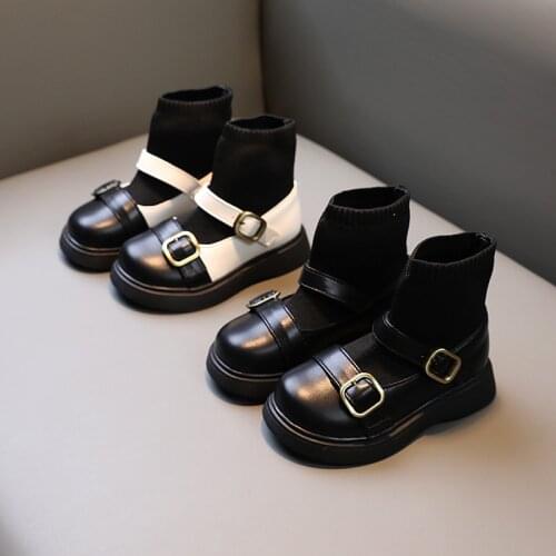 Girls' Socks Boots for Winter 2021 New Knitted Short Boots Comfortable Breathable Children Martin Boots Warm Fashion Shoes Hot