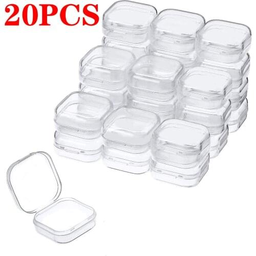 1-20Pcs Small Boxes Square Transparent Plastic Box Jewelry Storage Case Finishing Container Packaging Storage Box for Earrings