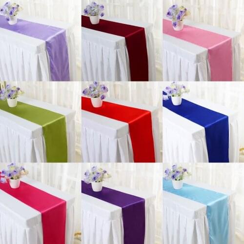 1Pcs Solid Satin Table Runner For Wedding Party Hotel Home Table Decoration Multi Color Table Runners Cover Cheap Wholesale
