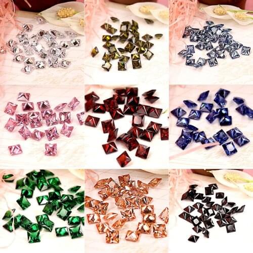 10pcs/20pcs Colored Gemstone Square Zircon Super Shiny Glue-on Rhinestone Beads DIY Clothing Sewing Phone Decor Accessories