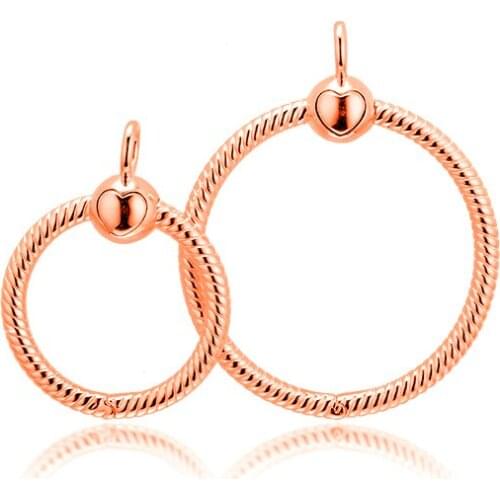 100% 925 Sterling-Silver-Jewelry Rose Moments Medium O Necklaces Pendants Free Shipping