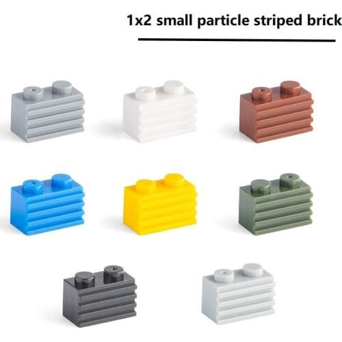 1x2 100g small particle striped brick Assemble building blocks Compatible with multi-brand blocks DIY