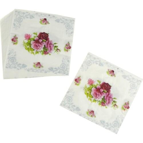 30x30cm 20Pcs Rose Flower Paper Napkin Tissue Napkins Decoration 30x30cm Paper Gifts Festive Party Supplies