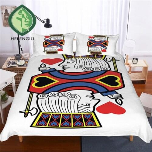 HELENGILI 3D Bedding Set Color Poker Print Duvet cover set bedclothes with pillowcase bed set home Textiles #PK-04