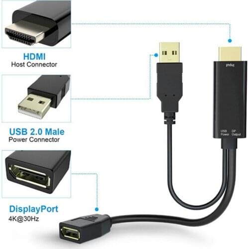4K USB Powered HDMI Male to DP Display Port Female Converter Adapter Devices