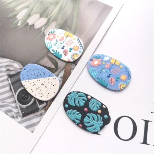 6PCS Acetate Macaron Colorful Flower Plant Spot Jewelry Accessories Hand Made Earrings Connectors DIY Pendant Components Charms