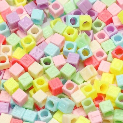 Candy Color Mixed Letter Acrylic Beads Square Cube Loose Spacer Alphabet Beads For Jewelry Making Handmade Diy Bracelet Necklace