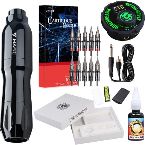 Professional Tattoo Rotary Pen Kit Machine Immortal Inks Set Mini Power Needles With Gift Box Tattoo Supplies