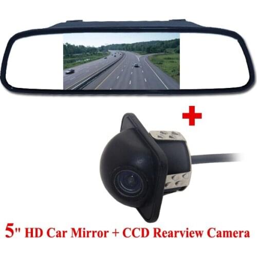 2 in1 CCD car rear view camera parking backup camera for for all universal cars + car mirror monitor 5 inch 800*480 HD