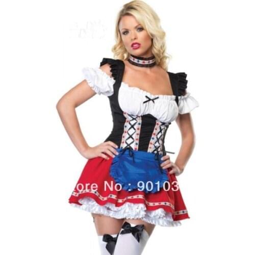 FREE SHIPPING S-2XL 8605 Ladies Beer Maid Wench German Heidi Oktoberfest Gretchen Costume Outfit