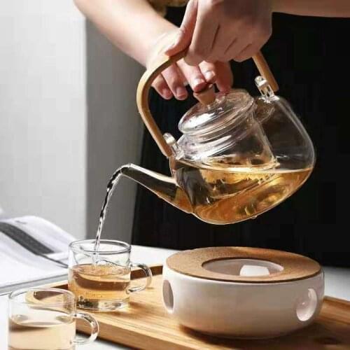 Large heat-resistant borosilicate glass teapot transparent teapot flower tea set general kettle office household tools tea pots