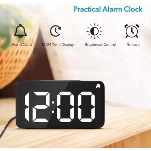 EU Plug Digital Alarm Clock LED Screen Display Easy Digital Clock With Adapter For Bedrooms Office Desk