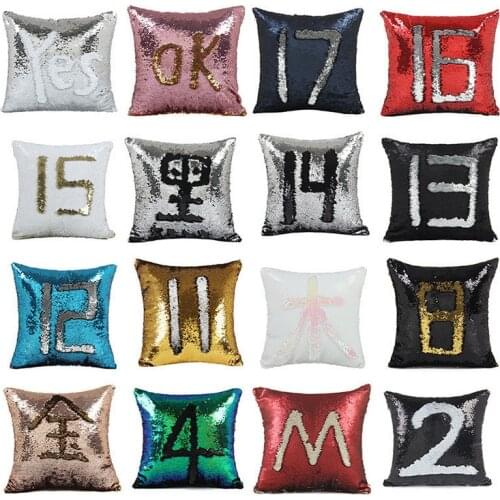 Mylb 1Pc 40*40cm Double Color Reversible Mermaid Sequins Cushion Glitter Pillow