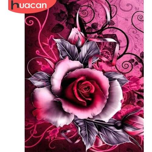 HUACAN Pictures By Number Rose Flowers For Adults DIY Room Wall Art Painting By Number Floral Home Decoration Gift 60x75cm