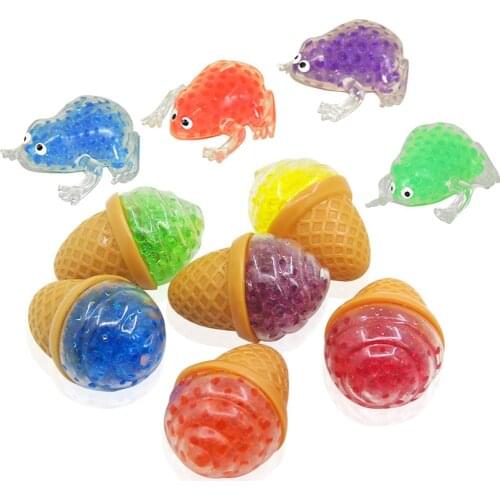 Squeeze Toy Ice Cream Frog Fidget Toy Random Color Squeeze Decompression Ball Toy Stress Relief Object Vent Dolls Kneading Gifts