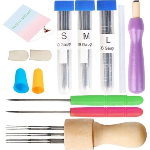 LMDZ 43 Pieces Felting Tools, Needle Felting Tools with Wood Handles, Awl, Instruction for Needle Felting DIY Felting Supplies