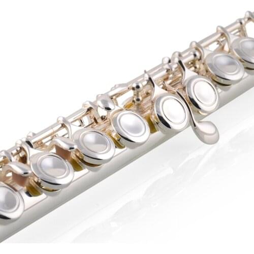Jazzor Jinbao Professional Flute White Copper Carving, Silver Plated 16 Hole Flute JBFL-601