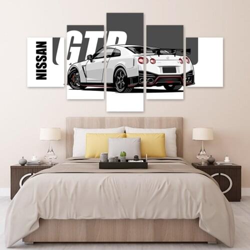 Canvas Painting HD Print Comic Artwork Modern 5 Pieces Nissan Skyline Gtr Car Pictures Bedside Home Decorative Wall Art Poster