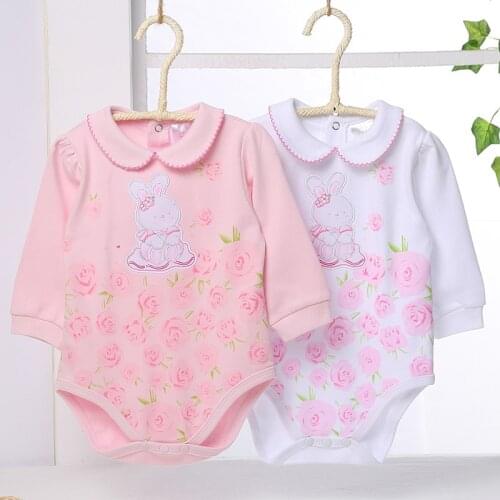 Baby bodysuit baby girl clothes pyjamas kids clothes spring autumn 100% cotton rabbit baby round neck long sleeves baby clothes