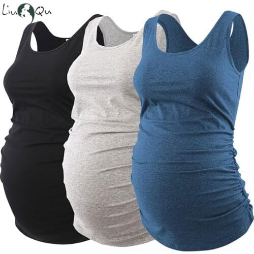 Pack of 3pcs Pregnancy Maternity Tank Tops Womens Pregnant Sleeveless Side Ruched Casual Maternity Clothes Vest Tops Tee