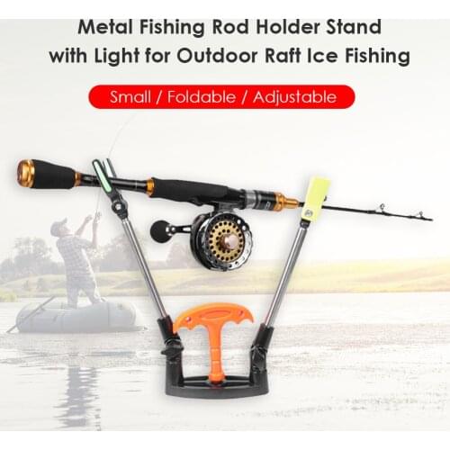 Metal Fishing Rod Holder Stand with Light for Outdoor Raft Ice Boat Fishing Outdoor Raft Ice Stand Fishing Pole Boat Fishing Rod