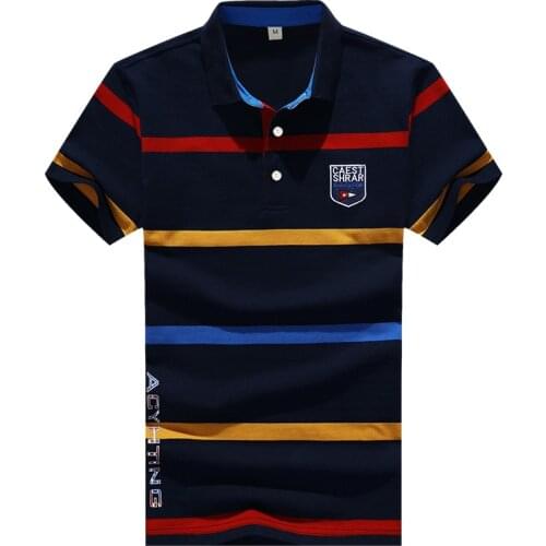 Mens Polo Short Sleeve Cotton Striped Business Casual Classic Office Working Clothes Top Summer Brand Desgin Male Polo Shirt