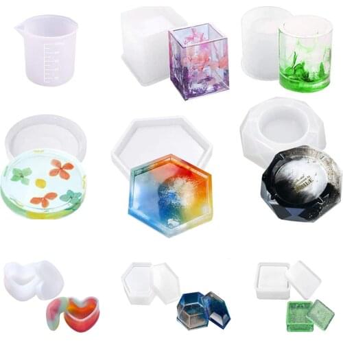 8 Pack Casting Molds Kit, with 1 Measuring Cup Transfer Pipettes, Resin Art Molds for Resin Epoxy, Candle Wax, Soap