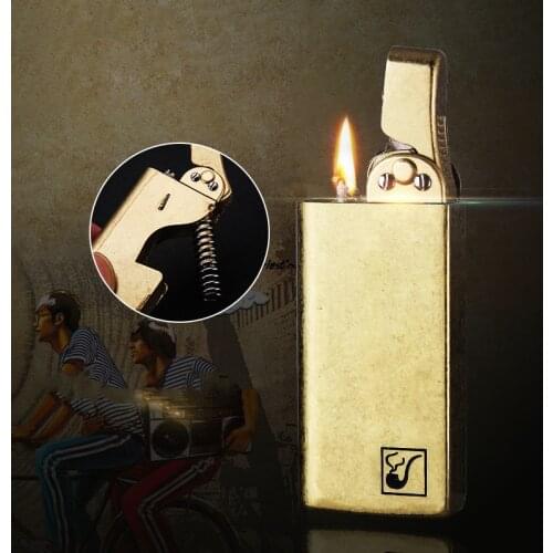 2020 New Turbo Torch Flint Grinding wheel Lighter Pure brass Free Fire kerosene Retro Pipe Lighter Gadgets For Men