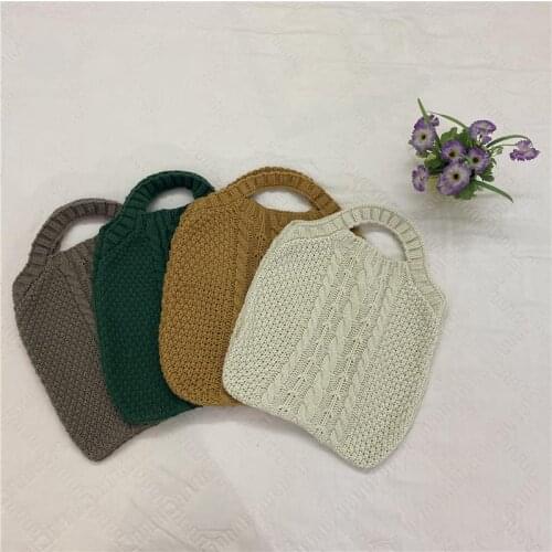 2021 Winter New Women Tote Bag Solid Color Shoulder Bags Female Knitting Wool Weave Handbag Casual Large Capacity Shopping Bag