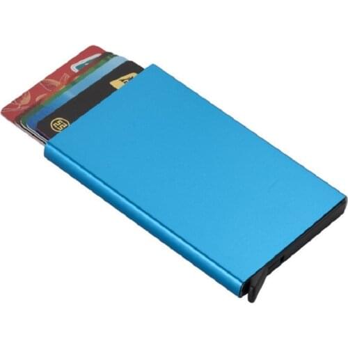 New RFID Anti-theft Smart Wallet Thin ID Card Holder Unisex Automatically Solid Metal Bank Credit Card Holder Business Mini