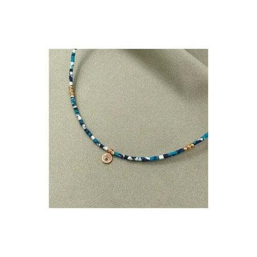Blue Tone Eye Detailed Natural Stone Necklace