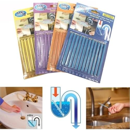 12pcs/bag Sani Sticks sewage decontamination to deodorant The kitchen toilet bathtub drain cleaner sewer cleaning rod Odor-Free