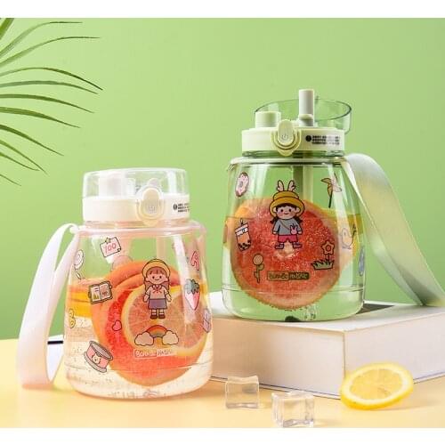 Dual Cup Plastic Childrens Cup With Removable Straw Bottle Cute Belly Cup Large Capacity Creative Tea Mug