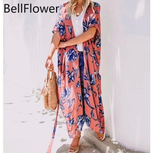 Beach Cover Up Dresses For Women 2021 New Printing Bandage Short Sleeve Loose Vacation Outfits Summer Beach Bikini Blouse