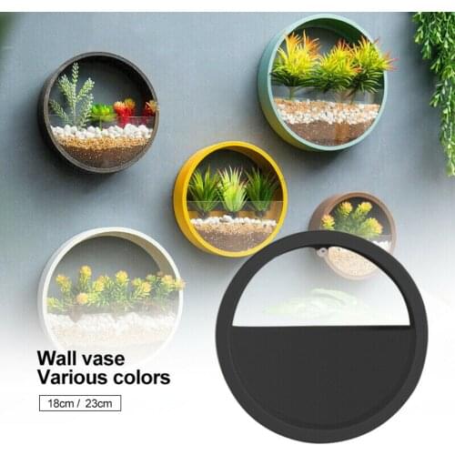 Flower Hanging Round Basket Bonsai Wall Hydroponic Planter Pot with Light Tube Home Wall Craft Decoration VJ-Drop