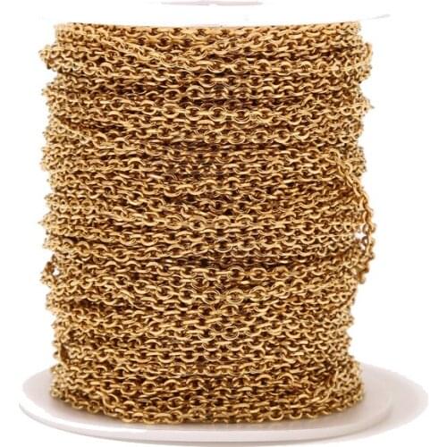 3 Meters Stainless Steel Gold Plated 3.8mm Width Link Chain Rolo Cable Chains For DIY Jewelry Making Necklaces Findings