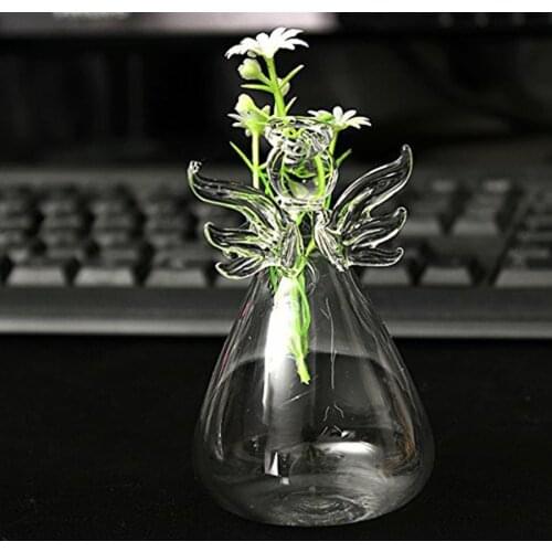 Transparent Angel Vase Crystal Glass Vase Flower Arrangement Hydroponic Container Home Decoration Wedding Decor