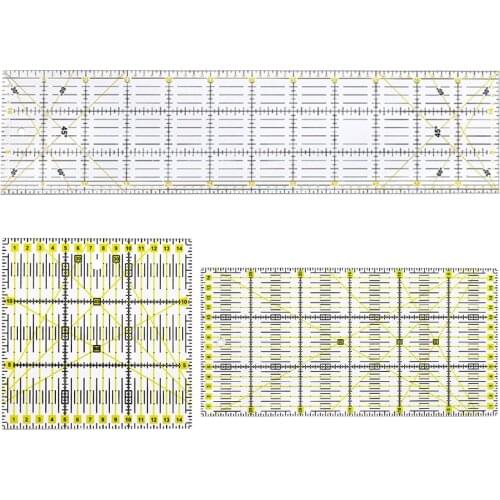 LMDZ 3Pcs/Set Clear Quilting Yardstick Rulers Patchwork Sewing Ruler Cutting Tool Set Craft DIY Ruler Precision Cutting