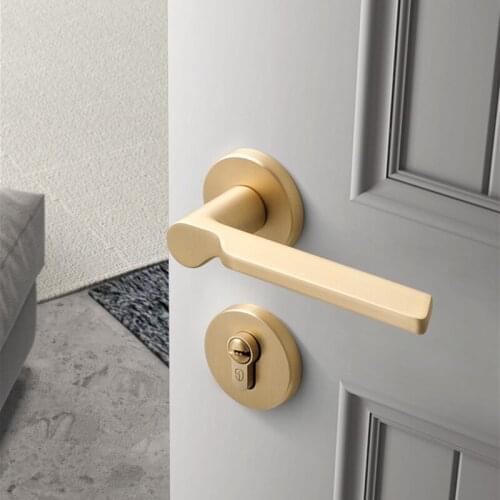 Light Luxury Zinc Alloy Mechanical Split Door Locks Bedroom Golden Silent Anti-theft Door Lock High Quality Hardware Supplies