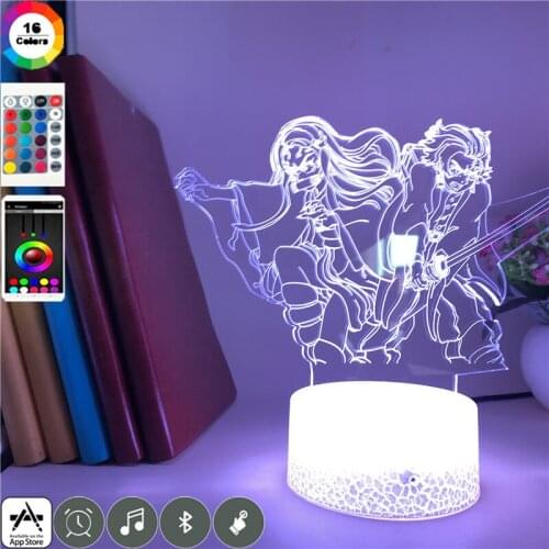 Anime Night Light LED Plug In 3D Desk Lamp Kamado Nezuko and Kamado Tanjirou Fans Room Decor Nightlight Kids Gift Demon Slayer