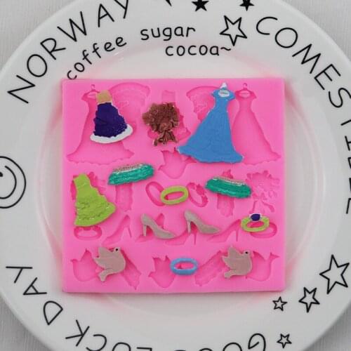 Skirt High Heels Turn Sugar Silicone Mold Cake Decoration Drop Glue Mold XGY-311