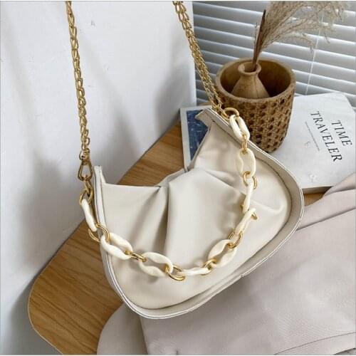 Female Handbag Acrylic Chain Crossbody Shoulder Bags Women Fashion Solid Color Folded Cloud Bag Underarm Bag Сумка Женская Сумки