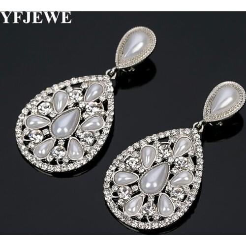 YFJEWE Fashion Charm Wedding Earrings With Pearls Drop Earring Crystal Dangle Earrings Jewelry Christmas Gift for Women #E283